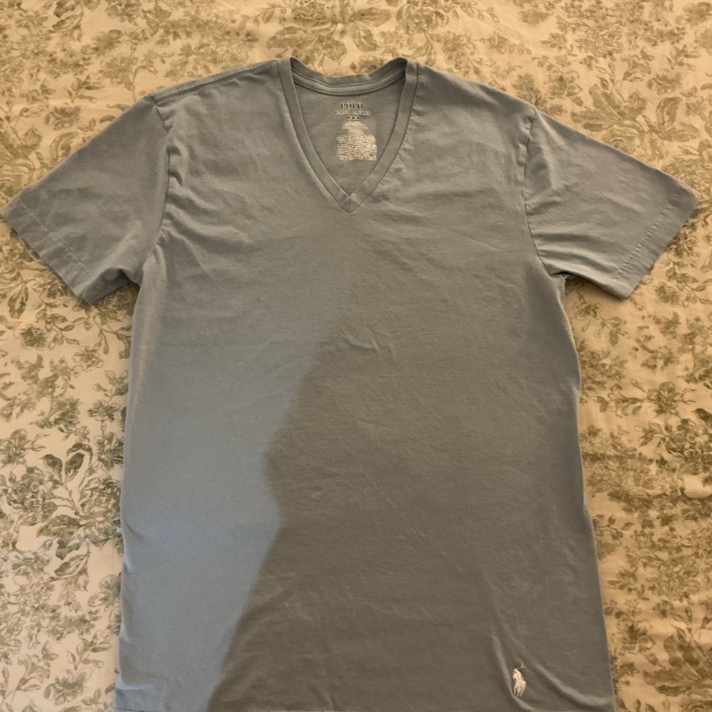 Polo by Ralph Lauren Men's Sky Blue V-Neck Tee
